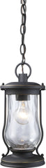 Farmstead 1 Light Outdoor Pendant In Matte Black