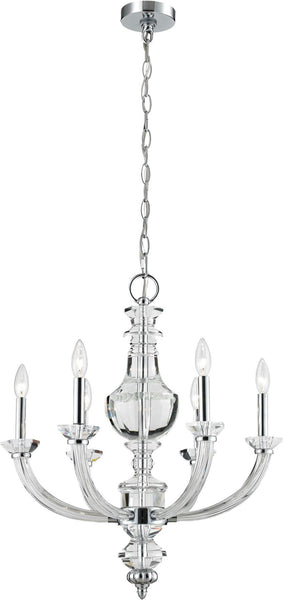Donaldson 6 Light Chandelier In Polished Chrome and Clear Crystal