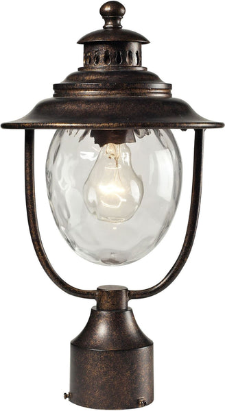 Searsport 1 Light Outdoor Post Lamp In Regal Bronze and Water Glass