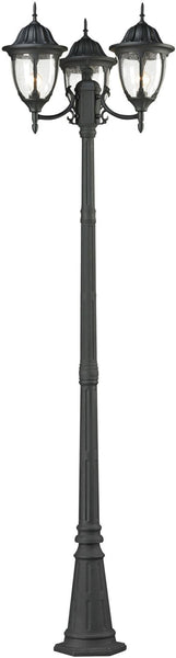 Central Square 3 Light Outdoor Post Lamp In Textured Matte Black