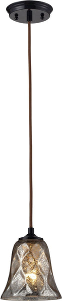 Darien 1 Light Pendant In Oiled Bronze and Mercury Glass