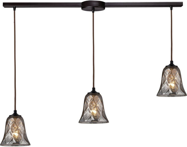 Darien 3 Light Pendant In Oiled Bronze and Mercury Glass