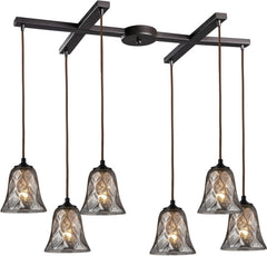 Darien 6 Light Pendant In Oiled Bronze and Mercury Glass