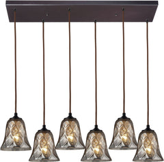 Darien 6 Light Pendant In Oiled Bronze and Mercury Glass
