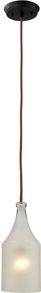 Skylar 1 Light Pendant In Oiled Bronze and Frosted Glass
