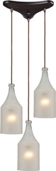 Skylar 3 Light Pendant In Oiled Bronze and Frosted Glass