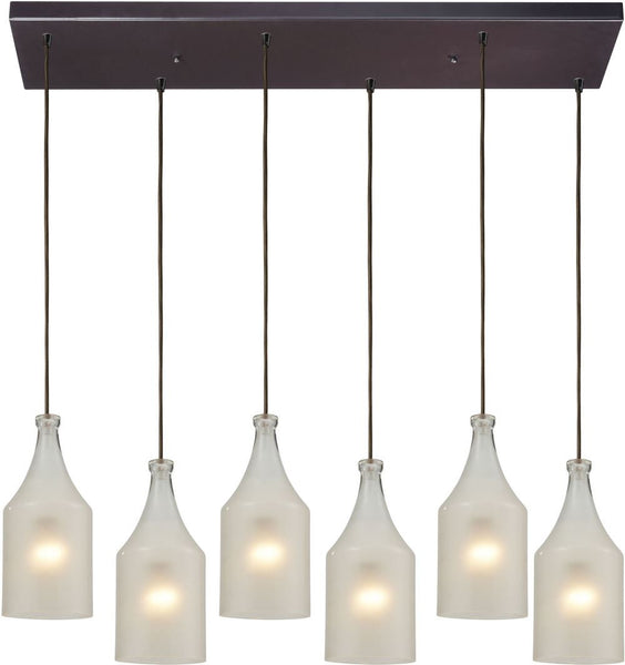 Skylar 6 Light Pendant In Oiled Bronze and Frosted Glass