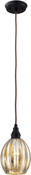 Danica 1 Light Pendant In Oiled Bronze and Mercury Glass