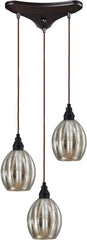 Danica 3 Light Pendant In Oiled Bronze and Mercury Glass