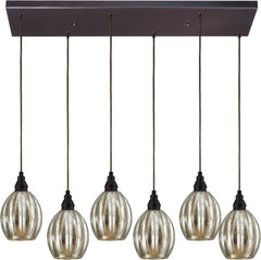 Danica 6 Light Pendant In Oiled Bronze and Mercury Glass
