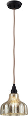 Danica 1 Light Pendant In Oiled Bronze and Mercury Glass