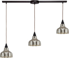 Danica 3 Light Pendant In Oiled Bronze and Mercury Glass