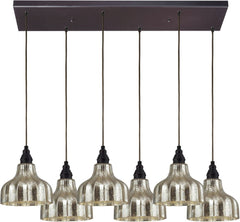 Danica 6 Light Pendant In Oiled Bronze and Mercury Glass