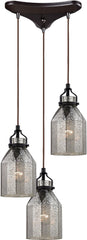 Danica 3 Light Pendant In Oil Rubbed Bronze and Mercury Glass
