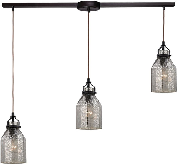Danica 3 Light Pendant In Oil Rubbed Bronze and Mercury Glass