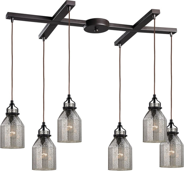 Danica 6 Light Pendant In Oil Rubbed Bronze and Mercury Glass