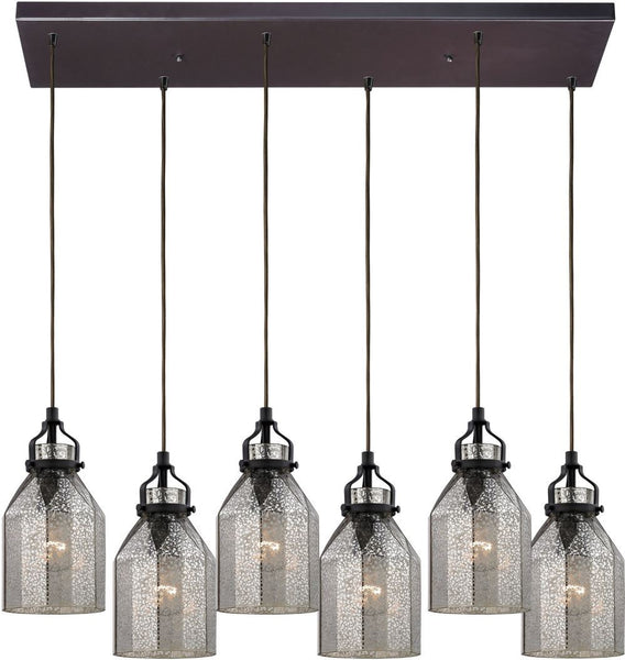 Danica 6 Light Pendant In Oil Rubbed Bronze and Mercury Glass