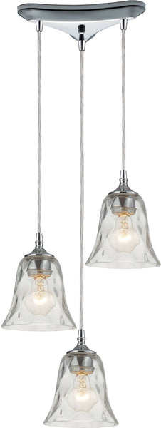 Darien 3 Light Pendant In Polished Chrome and Clear Glass