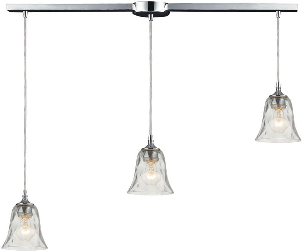 Darien 3 Light Pendant In Polished Chrome and Clear Glass