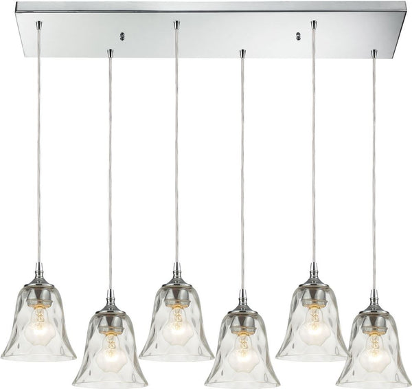 Darien 6 Light Pendant In Polished Chrome and Clear Glass