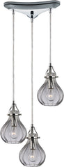 Danica 3 Light Pendant In Polished Chrome and Clear Glass