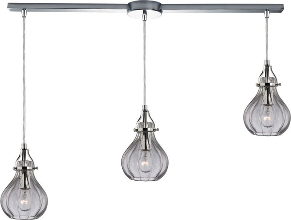 Danica 3 Light Pendant In Polished Chrome and Clear Glass