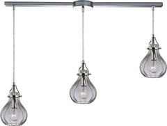 Danica 3 Light Pendant In Polished Chrome and Clear Glass