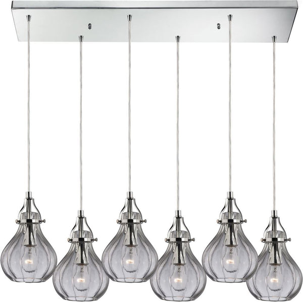 Danica 6 Light Pendant In Polished Chrome and Clear Glass