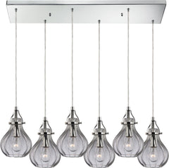 Danica 6 Light Pendant In Polished Chrome and Clear Glass