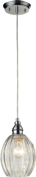 Danica 1 Light Pendant In Polished Chrome and Clear Glass