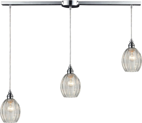 Danica 3 Light Pendant In Polished Chrome and Clear Glass
