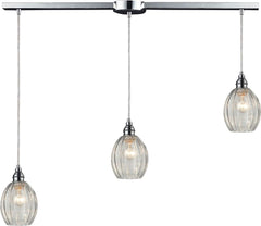 Danica 3 Light Pendant In Polished Chrome and Clear Glass