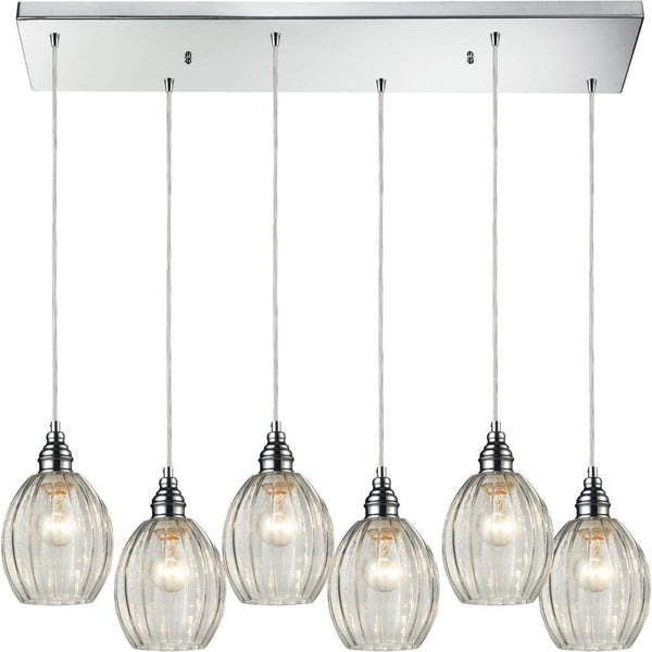 Danica 6 Light Pendant In Polished Chrome and Clear Glass