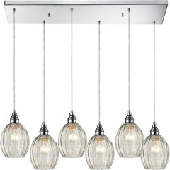 Danica 6 Light Pendant In Polished Chrome and Clear Glass