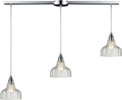 Danica 3 Light Pendant In Polished Chrome and Clear Glass