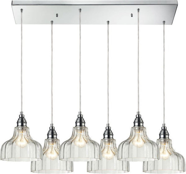 Danica 6 Light Pendant In Polished Chrome and Clear Glass