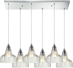 Danica 6 Light Pendant In Polished Chrome and Clear Glass
