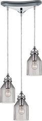 Danica 3 Light Pendant In Polished Chrome and Clear Glass