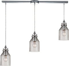 Danica 3 Light Pendant In Polished Chrome and Clear Glass