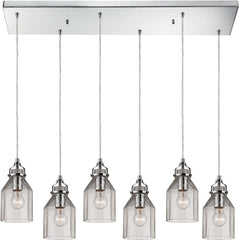 Danica 6 Light Pendant In Polished Chrome and Clear Glass