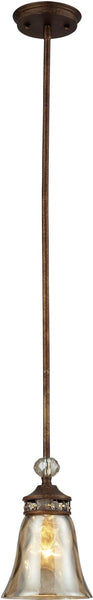 Cheltham 1 Light Pendant In Mocha and Champagne Plated Glass