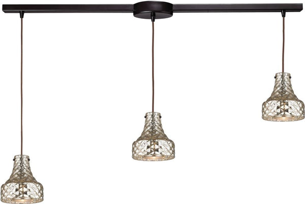 Danica 3 Light Pendant In Oil Rubbed Bronze and Mercury Glass