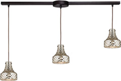 Danica 3 Light Pendant In Oil Rubbed Bronze and Mercury Glass