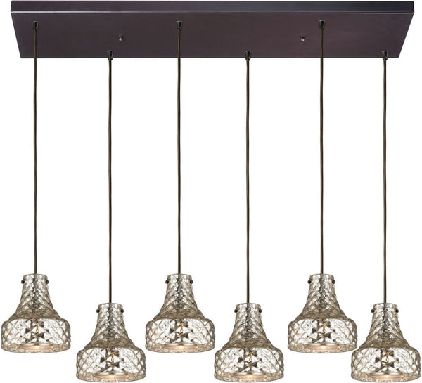 Danica 6 Light Pendant In Oil Rubbed Bronze and Mercury Glass