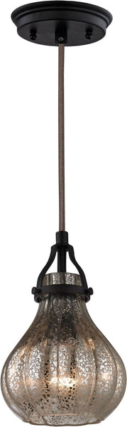 Danica 1 Light Pendant In Oil Rubbed Bronze and Mercury Glass