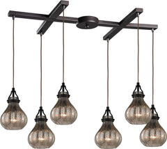 Danica 6 Light Pendant In Oil Rubbed Bronze and Mercury Glass