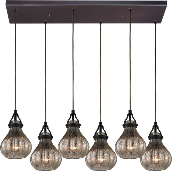 Danica 6 Light Pendant In Oil Rubbed Bronze and Mercury Glass