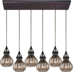 Danica 6 Light Pendant In Oil Rubbed Bronze and Mercury Glass