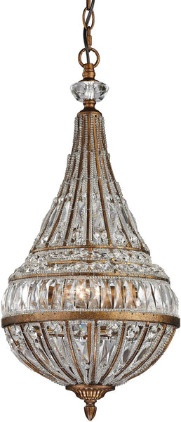 Empire 3 Light Pendant In Mocha and Clear Crystal