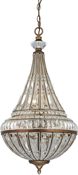 Empire 6 Light Pendant In Mocha and Clear Crystal